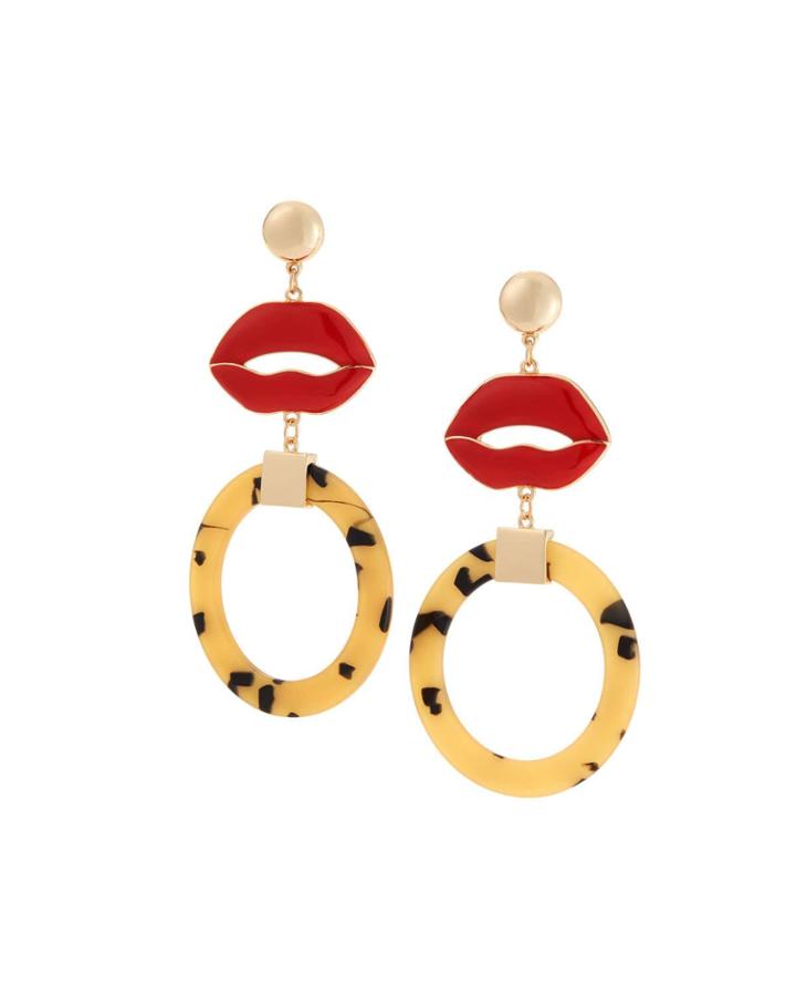 Lip And Tortoise Hoop Earrings