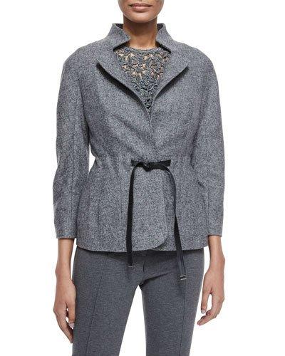Three-quarter Sleeve Birdseye Jacket, Black