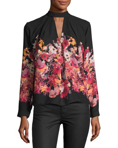 Floral-print Long-sleeve Top,