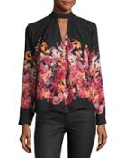 Floral-print Long-sleeve Top,