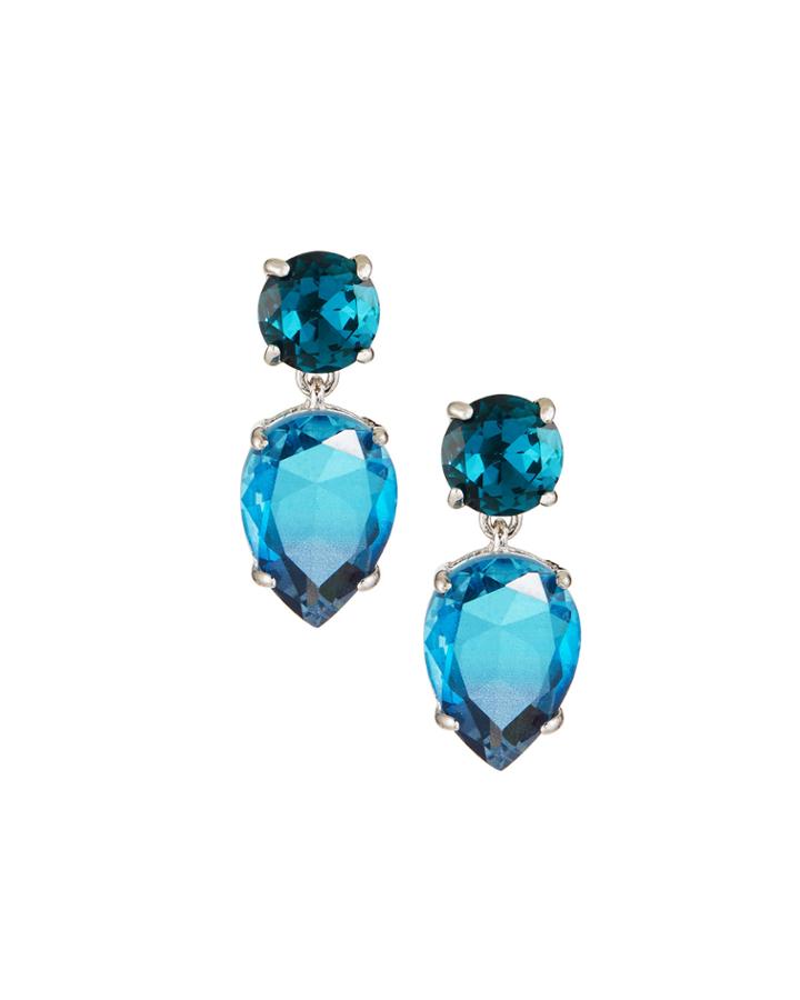 Crystal Drop Earrings, Blue