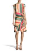 Striped Wrap-skirt Dress