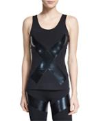 Compression Racer Sport Tank Top, Black/black Foil
