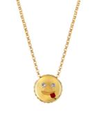 18k Gold Joke Emoji Necklace W/ Diamonds