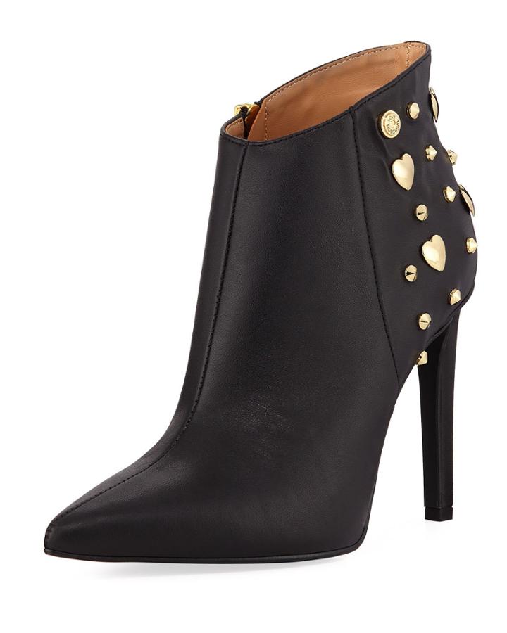 Heart Studded Leather Booties