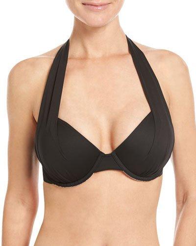 Viona Full-cup Halter Swim Top, Black