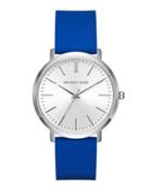41.5mm Jaryn Watch W/ Silicone Strap, Silvertone/blue