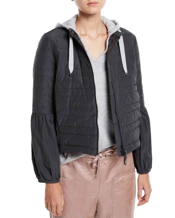 Taffeta Puffer Jacket W/ Balloon