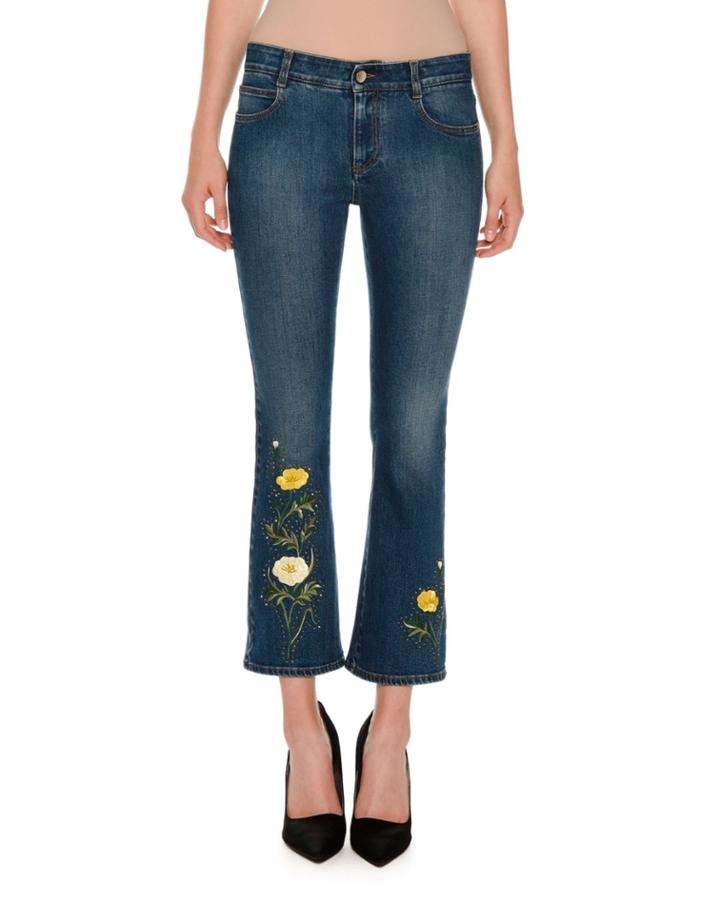 Nashville Floral Kick Flare Jeans, Dark Classic Blue