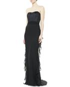 Strapless Ruffle Back Skirt Gown, Black