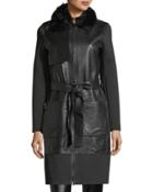 Aurora Mixed-media Leather & Fur Coat