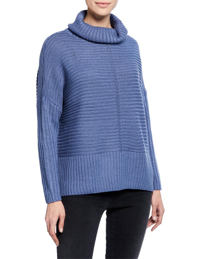 Dolman-sleeve Turtleneck Cable