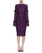 Long-sleeve Ruched Knit Dress