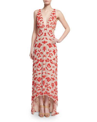 Juela Cutout High-low Gown, Nude/poppy