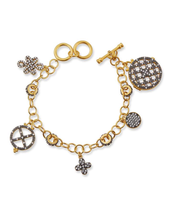 Contemporary Deco Caged Charm Bracelet