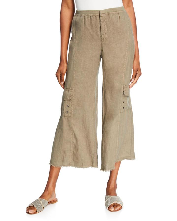 Rustic Cargo Raw Edge Cropped Pants