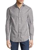 Men's Basic-fit Check-print Sport Shirt, Chocolate