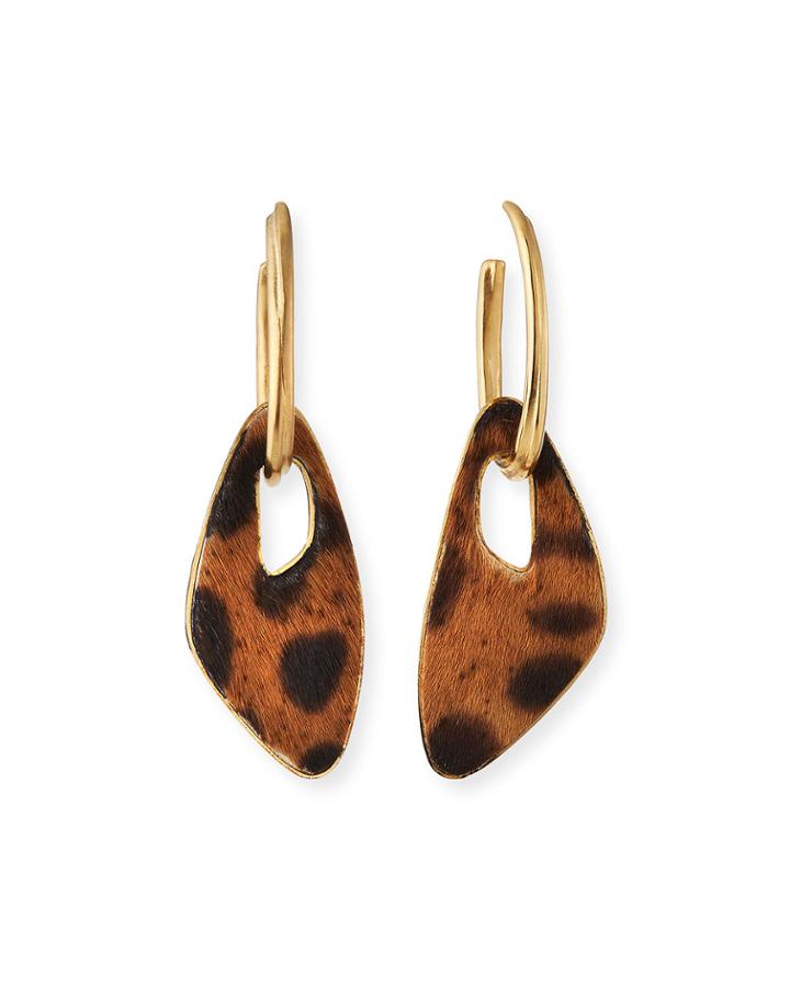Leopard-print Calf Hair Huggie Hoop Earrings