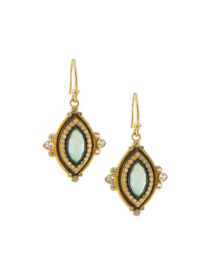 Old World Doublet Drop Earrings, Chrysoprase/quartz