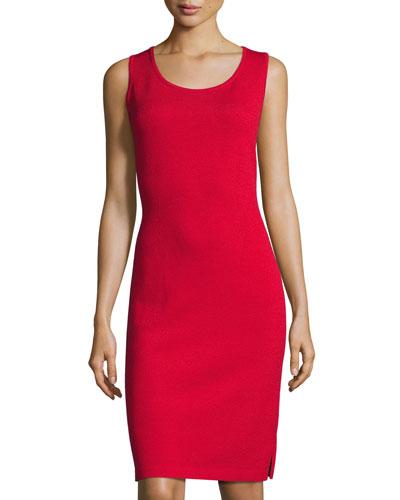 Santana Scoop-neck Knit Tank Dress, Red