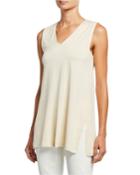 Leather-trim Sleeveless Tank