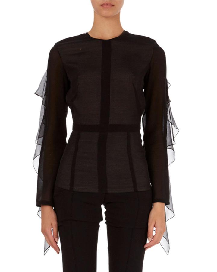 Ruffle-trim Open-back Top
