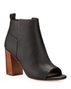 Chandra Leather Open-toe Booties