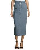 Malo Striped Long Skirt, Blue/white