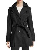 Water-resistant Belted Trench Coat, Black
