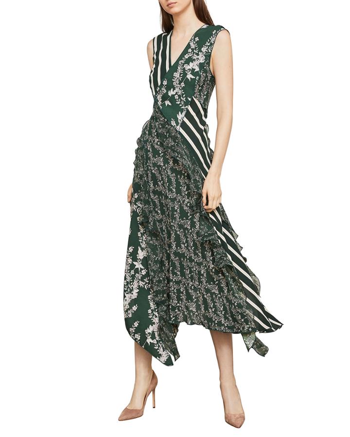Stripes & Floral Print Faux-wrap