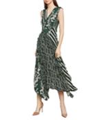 Stripes & Floral Print Faux-wrap
