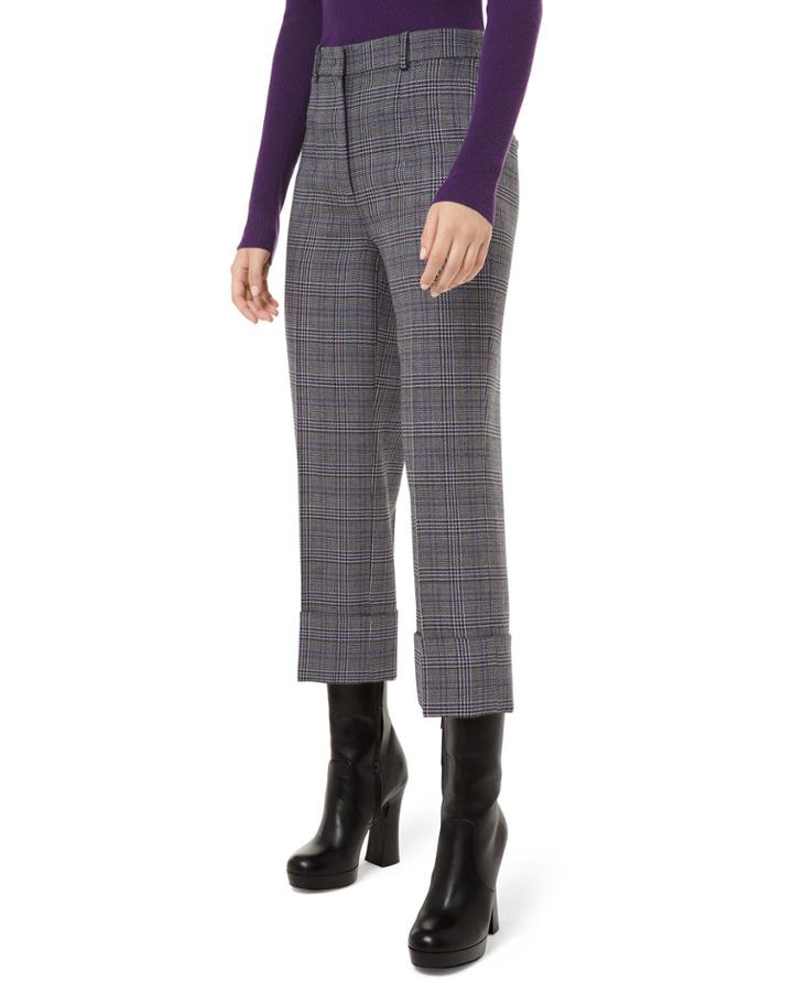 Glen Plaid Wool Cropped Trousers