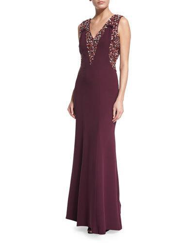 Sleeveless Embellished Mermaid Gown, Amethyst