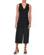 Sleeveless Wide-leg Cropped Jumpsuit, Black
