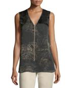 Julieta Sleeveless Paisley-print Chain-trimmed