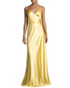 Sleeveless Satin Slip Gown, Yellow