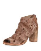 Marta Laser Cut Zip Bootie, Tan
