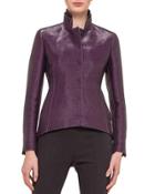 Metallic Stand-collar Arched Jacket