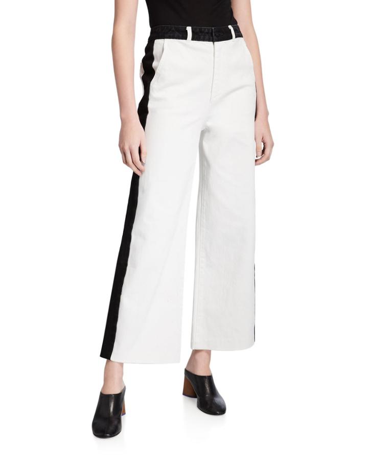 Ali Wide-leg Crop Raw-edge Jeans With