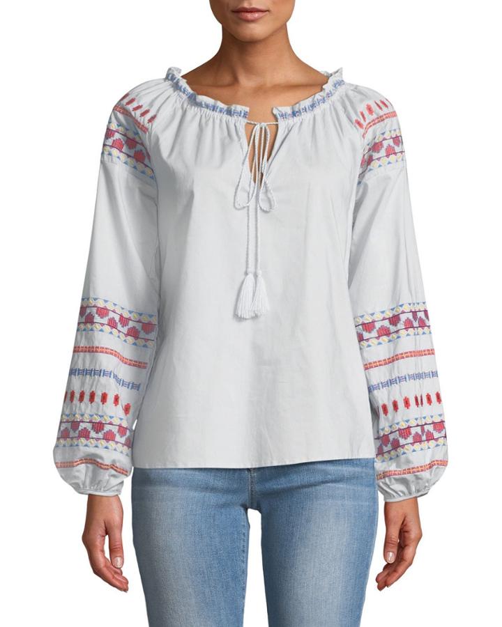 Off-the-shoulder Blouse W/ Embroidery