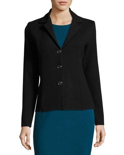 Martha Three-button Knit Jacket, Black