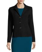 Martha Three-button Knit Jacket, Black