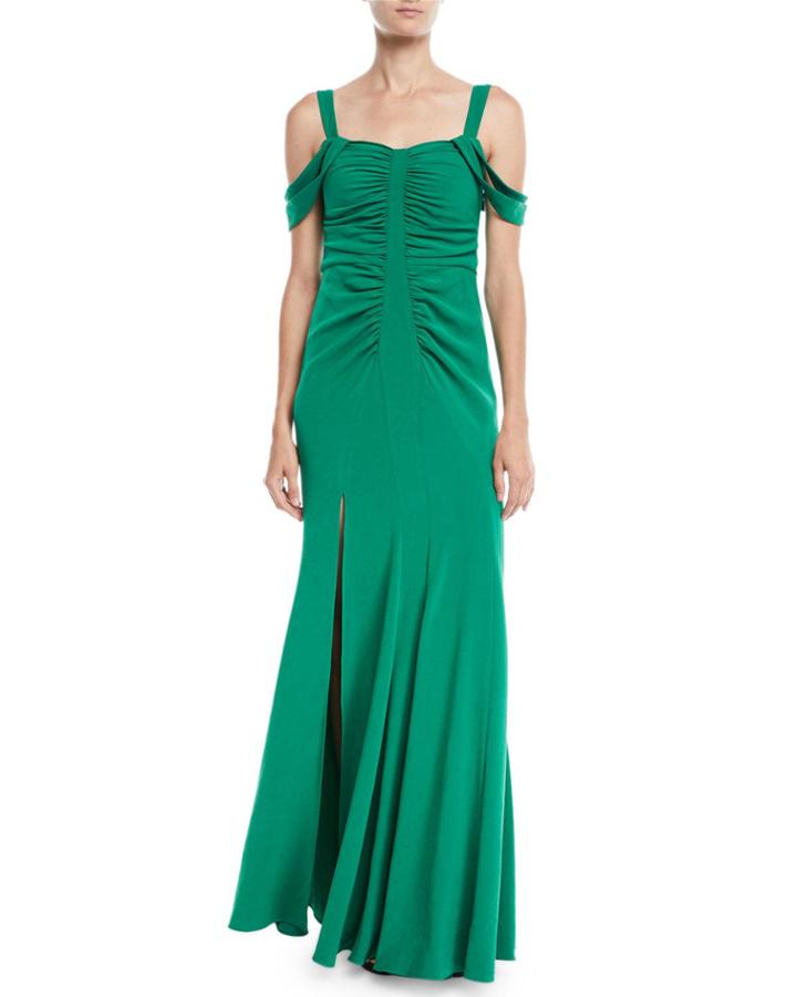 Cold-shoulder Ruched Gown