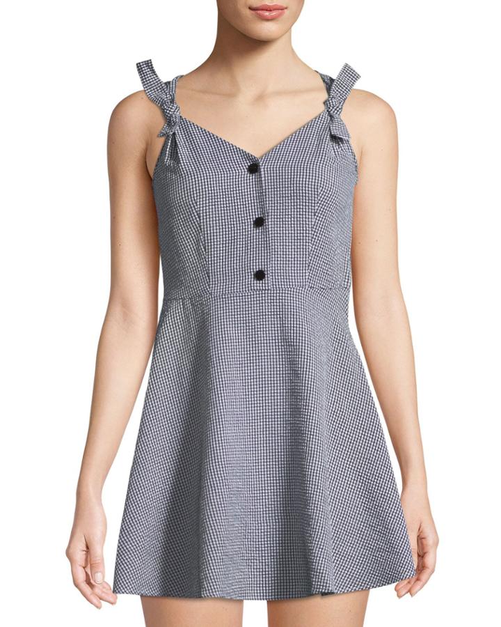Checkered Bow-shoulder
