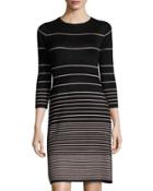 Striped Sweater Dress, Black/grain