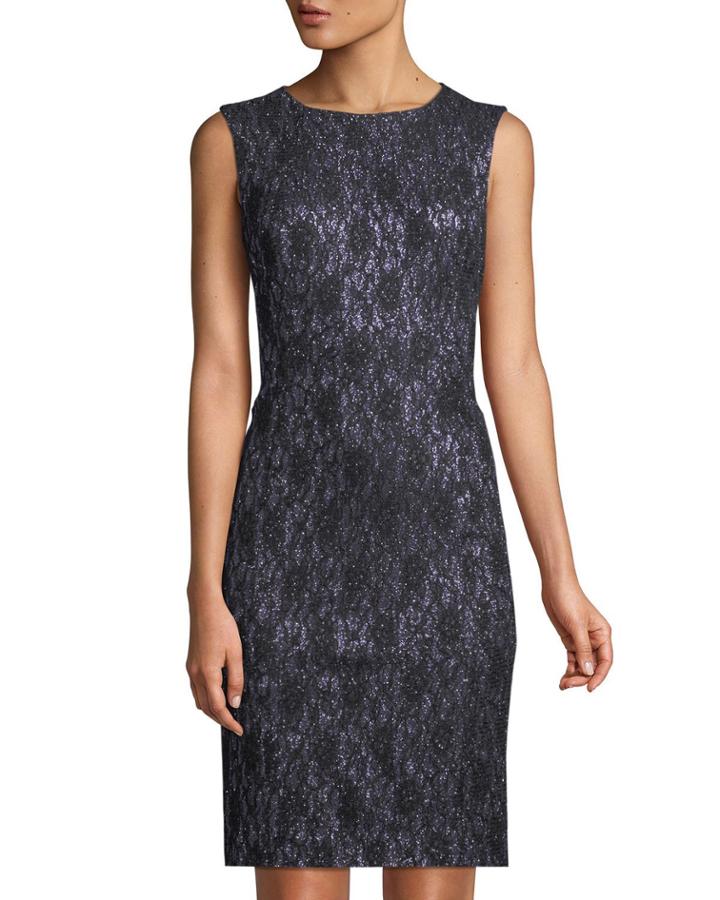 Sleeveless Shimmer-lace Cocktail Dress