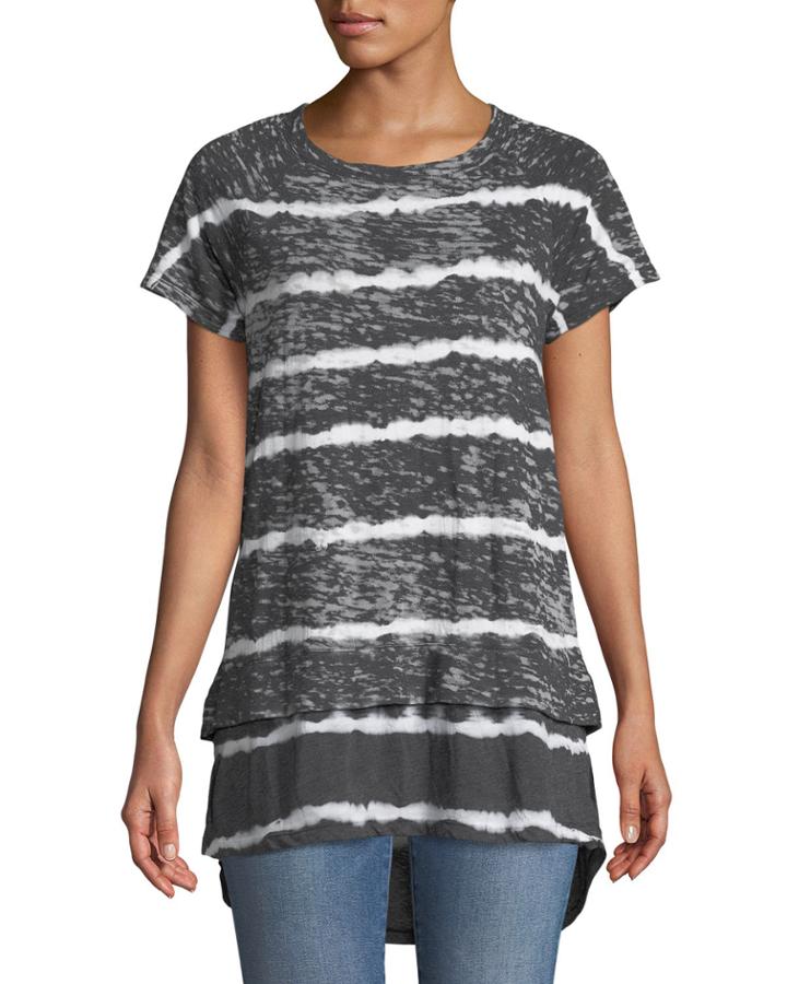 Tie-dye Short-sleeve Contrast Hem