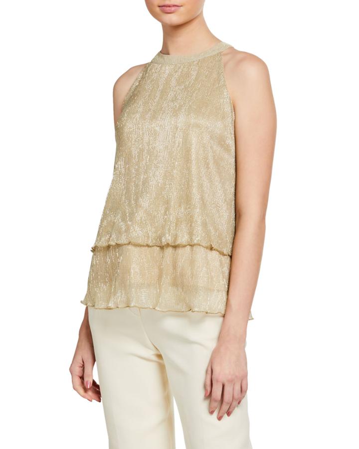 Metallic Pleated Tank