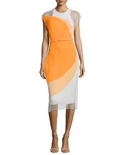 Sleeveless Colorblock Dress, Orange