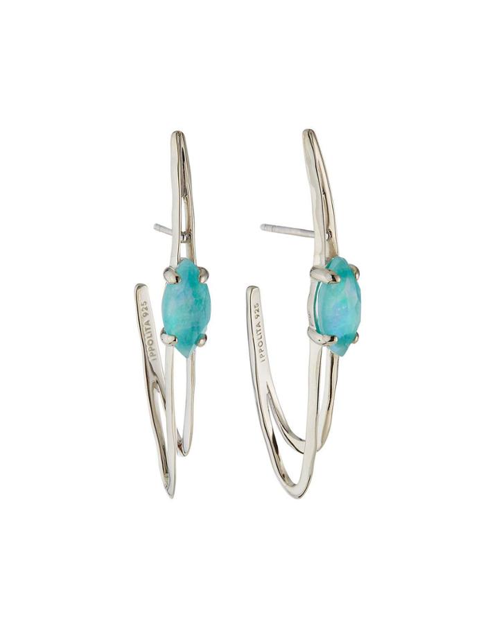 Prisma Marquise Frontal Hoop Earrings In Amazonite Triplet
